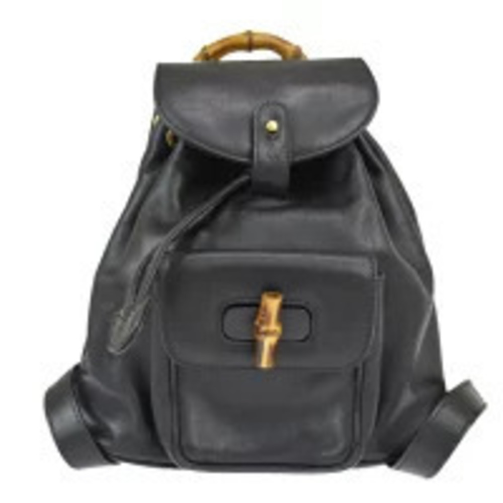 Gucci Bamboo Backpack Black Leather - Picture 1 of 7